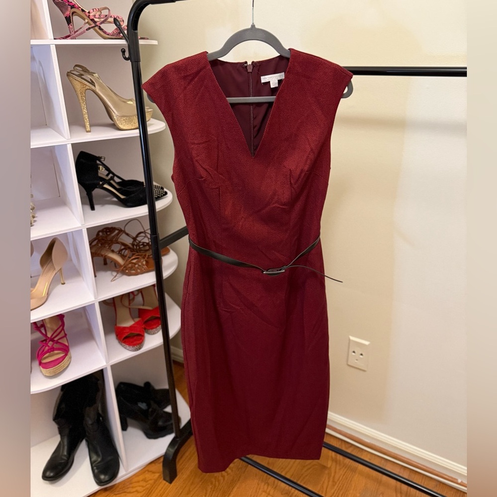 New York & Company Deep Red Midi Dress